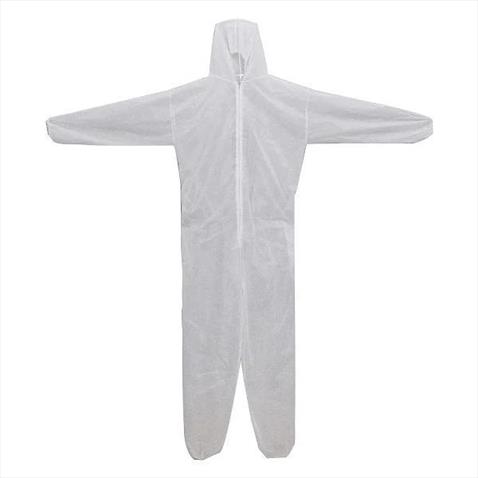 PP Non-Woven Coverall - WHITE - LARGE - CASE 50