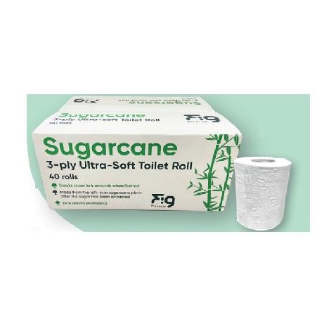 Sugarcane Toilet Roll - 3-ply Ultra Soft - CASE 40 Rolls