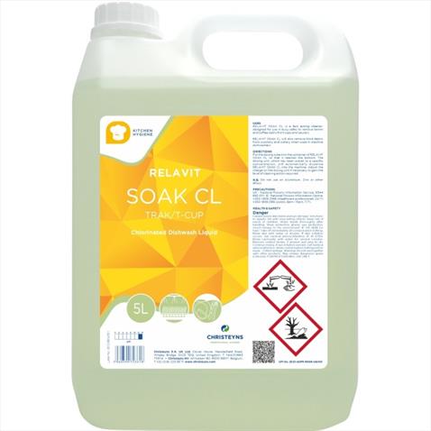 RELAVIT SOAK CL - TRAK/TCUP - Chlorinated Dish Wash Liquid - 5 Litre