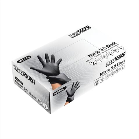 SuperTouch 5.5 NITRILE Gloves BLACK - SMALL - box 100